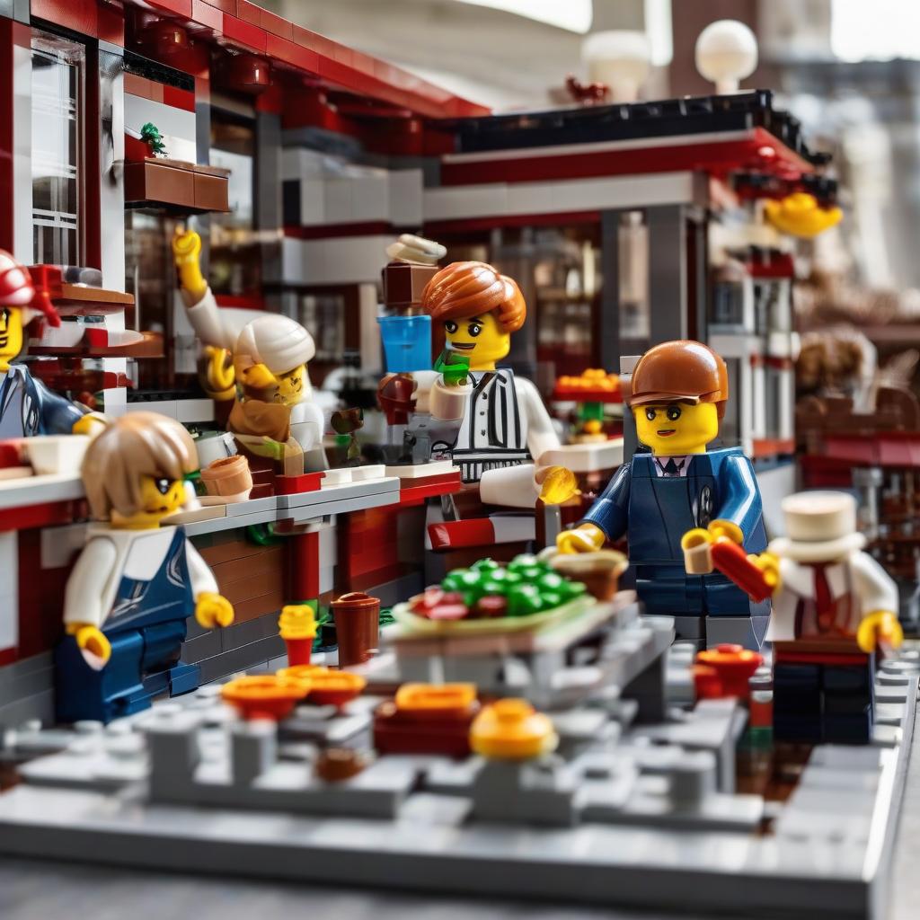 a profitable restaurant in lego by KI-Bildgenerator kostenlos - Ohne Anmeldung✨ | AIGAZOU