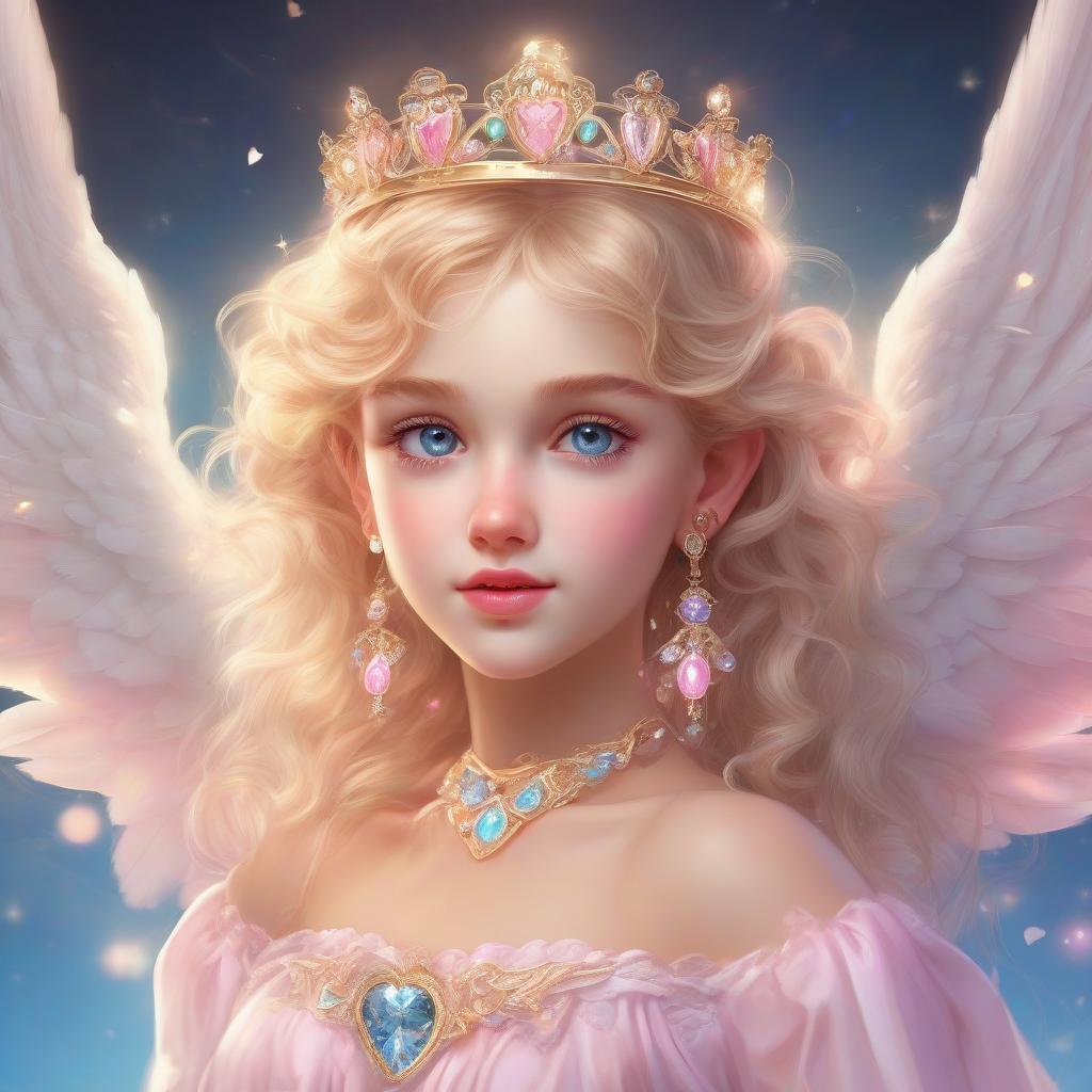 angelic teenage girl with long blonde hair and pink wings by Ücretsiz AI Görüntü Oluşturucu - Giriş gerektirmez✨ | AIGAZOU